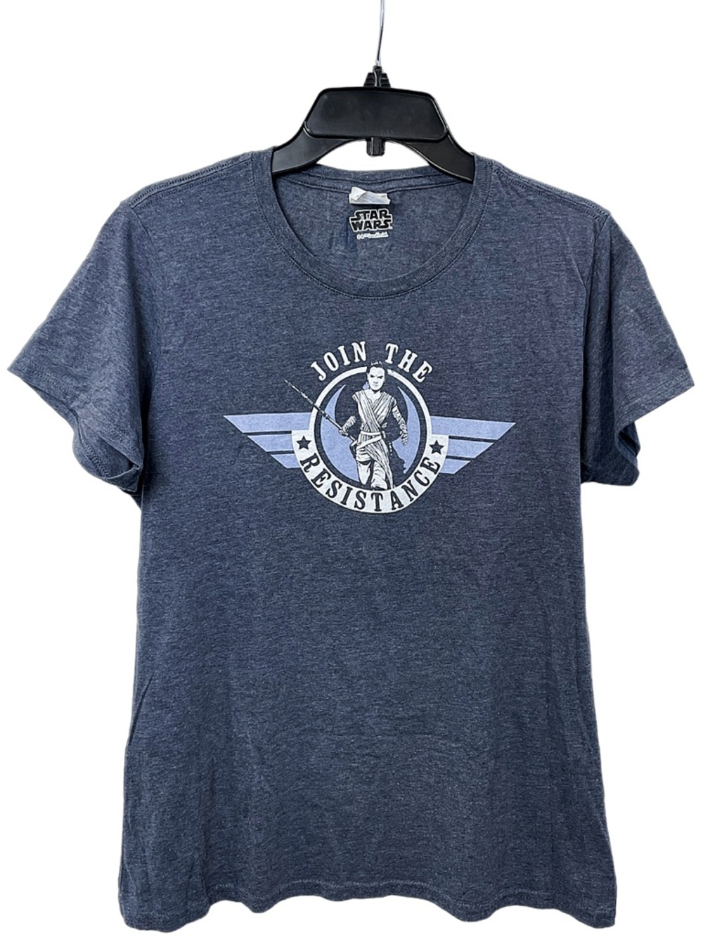 Star Wars Rey Join the Resistance Graphic Tee Heather Blue Women’s L